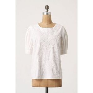 NWT Anthropologie Maeve White Embroidered Blouse 8